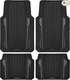 CAR PASS Heavy Duty Rubber Car Mats Metallic,Aluminum Film All Weather Floor Mats Waterproof Universal Trim to Fit SUVs Sedans Vans 4 Piece Anodized Deep Dish Two-Tone Sporty Carbon Fiber Black Chrome