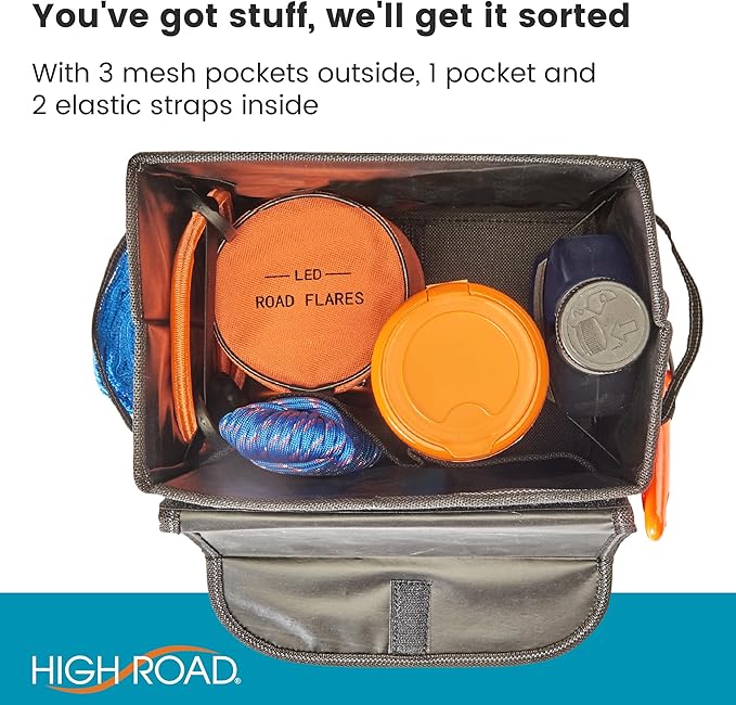 High Road Carganizer Car Storage Organizer with Lid - Multipurpose Small Car Storage Box, Back or Front Seat Organizer, Auto