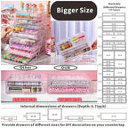 Cq acrylic Clear Storage Drawers,Stackable Make up Organizers And Storage For Vanity Countertop,Large 3 Drawers Plastic Shelf