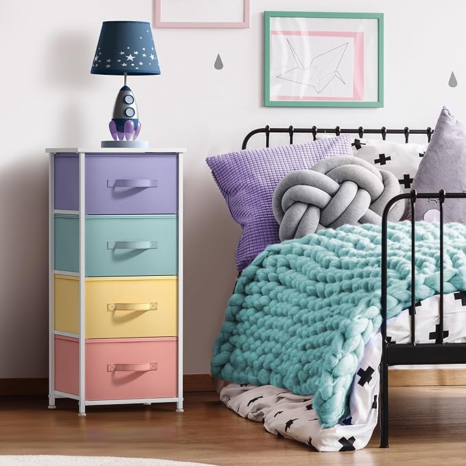 Sorbus Nightstand with 4 Drawers - Bedside Furniture & Accent End Table Chest for Home, Bedroom, Office, College Dorm, Steel 
