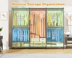 ULIFHOME E14C Pro Heavy Duty Closet Organizer System，Freestanding Clothing Racks for Hanging Clothes，Adjustable Garment Rack 