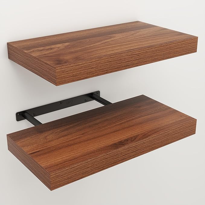 Floating Shelves for Wall, 7.9" Deep Wall Mounted Wood Shelves for Bathroom, Bedroom, Living Room, Kitchen, Hanging Shelf for
