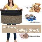 COMFY-HOMI Large Rectangular Blanket , Cotton Rope Woven for Storage, LaundryHamper, Storage ,Toy Organizing Bin with Handle,