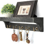 Rebee Vision Farmhouse Key Holder Wall Mount – Rustic Key Holder for Wall with Shelf for Plants & Small Home Decor – Stylish 