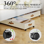 Yecaye Under Bed Storage with Wheels, 65L Under Bed Storage Containers with Adjustable Dividers & Clear Lid, Rolling Underbed