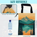 Car Garbage Bag Mountain and Forest at Sunset Hanging Canvas Car Trash Bag Drawstring Car Back Seat Organizer for Car Back Front Seat Console with Adjustable Buckle