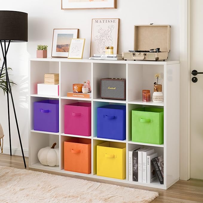 GRANNY SAYS 11 Inch Cube Storage Bins, Colorful Cube Storage Organizer, Fabric Storage Bins, Storage Cubes for Shelves, Close