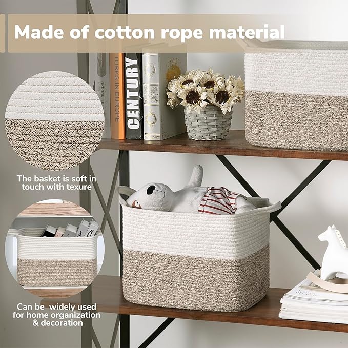 Goodpick Woven Storage Baskets for Organizing, Baby Basket for Gifts, Dog Toy Storage Bins for Shelves, Cute Baskets for Home