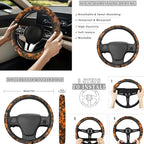 Deer 13 Pcs Auto Seat Cover Sets Steering Wheel Cover Seatbelt Pad Camo Hunting Forest Armrest Cover Pad Cup Holders Keychain Chapstick Holder for SUV Van Sedan Truck