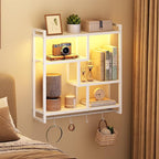 HOOBRO Gaming Floating Shelves with LED Lights, 28.7" LED Wall Mounted Shelf, 4-Tier Floating Wall Shelf for Storage, Display
