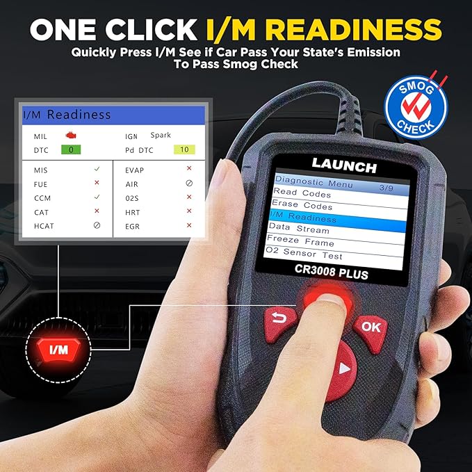 LAUNCH Professional OBD2 Scanner Diagnostic Tool CR3008 Plus,One-Click I/M,Lifetime Update Code Reader,Enhanced Check Engine