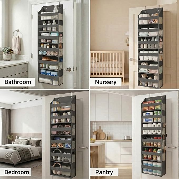 HOMELUX THEORY UPGRADED 6 Tiers Over The Door Organizer Hanging - 100D EXTRA THICK & 50lbs HUGE CAPACITY, 12 Side Mesh Pocket