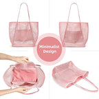 KALIDI BeachNylon Mesh Tote Bag, Casual Tote Bag Hobo Women Foldable MAX 23L Shoulder Bag For Beach Picnic Vacation