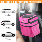 Car Trash Can Foldable Garbage Bin Leakproof 2.3 Gallons Car Trash Bag Pink