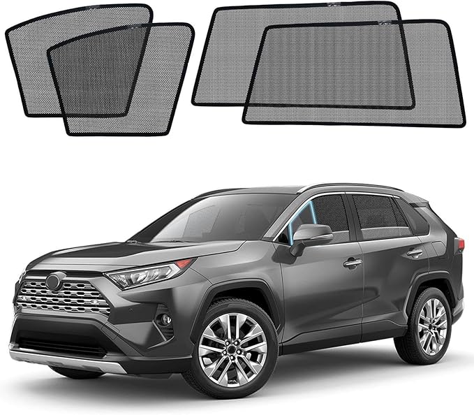 RAV4 Specific Side Window Sun Shades, 2019-2024 Vehicle Interior Shade for Baby Mesh Car Window Covers, Breathable, UV Protection and Heat Insulation (RAV4（2019-2024）, Front+Rear side-4pcs)