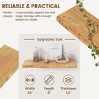 Live Edge Elm Floating Shelves for Wall Decor, Rustic Solid Wood Shevles Wall Mounted with Invisible Bracket for Living Room 