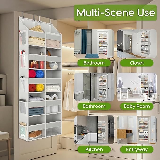 Unjumbly 5 Tiers Over The Door Hanging Yarn Storage Organizer, Large Capacity Behind the Door Storage, Hanging Door Organizer