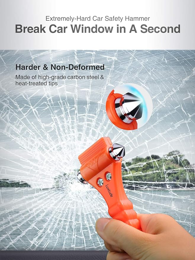 Luxtude Car Window Breaker, Glass Breaker, Window Breaker Seatbelt Cutter, Auto Car Escape Tool, 2-in-1 Emergency Glass Hamme
