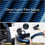 Aimato Car Steering Wheel Cover Carbon Fiber, Ultra-Thin Car Steering Wheel Cover,Comfortable & Breathable Microfiber,Universal Fit for Most Cars, Bright Blue