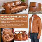 Leather Recoloring Balm and Scratch Repair Kit, Light Brown Leather Restorer for Couches, Furniture, Car Seats, Leather Paint