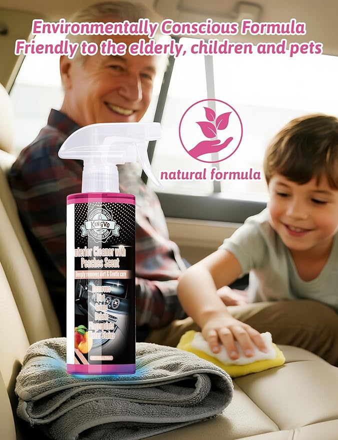 Kingvo Car Interior Cleaner, Interior Cleaner Carpet Dashboard Vinyl Sofa Leather Shiny Car Stuff Detailing Kit Cleaning Supp