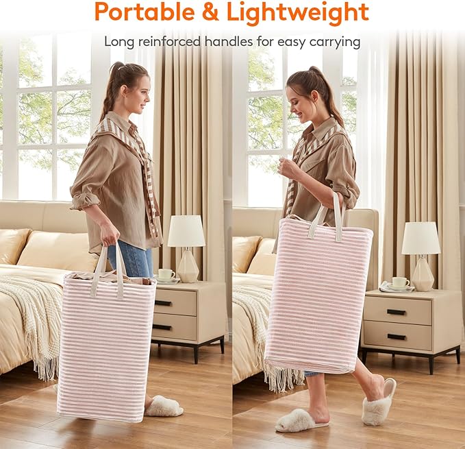Lifewit 2 Pack Laundry Basket 80L Each, Collapsible Clothes Hamper with Reinforced Handles, Freestanding Waterproof Design fo