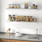 Dreamland 48" Floating Shelves for Wall, 12" Deep Thicker White Floating Shelves, Wall-Mounted Shelves for Bedroom, Living Ro