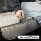 Universal Auto Faux Linen Back Car Seat Cover Beige - Breathable Rear Seat Protector with Non-Slip Bottom Size M - Diamond St