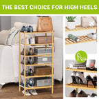 BMOSU 6-Tier Bamboo Small Shoe Rack Premium Stackable Shoe Shelf Storage Organizer for Hallway Closet Living Room Entryway Or