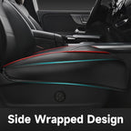 CAR PASS 2 Pack Leather Front Car Seat Covers, Bottom Seat Covers Full Wrapped with Storage Pocket, Anti-Slip PU Seat Protect