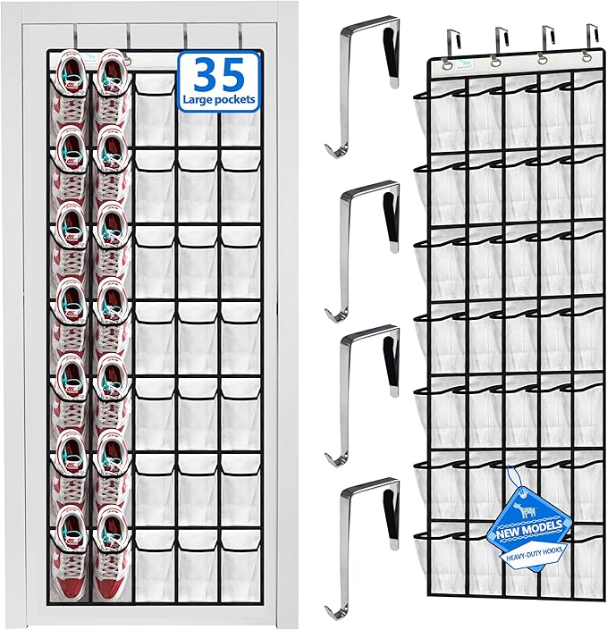 over the door shoe organizer,2025 upgraded,over the door shoe organizer,35 Huge clear pockets,over door shoe organizer,Store 