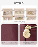 Vlando Small Jewelry Box Organizer,Travel Jewelry Storage with 6 Velvet Jewelry Zipper Pockets,Travel Jewelry Case Birthday G