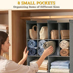 Ofiray-home 3 Tier Hanging Closet Organizer, 10 Compartments Sweater Organizer for Closet with 3 Sturdy Hooks, Closet Organiz