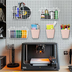 Pegboard Basket Organizers, Peg Board Large Baskets Hooks Bins Cups Tool Organizer 6 Pack Set, Wall Storage Display Hanging A