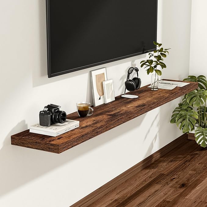 Vivelove 55x12 Floating Shelves, Deep Floating Shelves for Wall with Invisible Brackets, for Living Room Bedroom, Farmhouse R