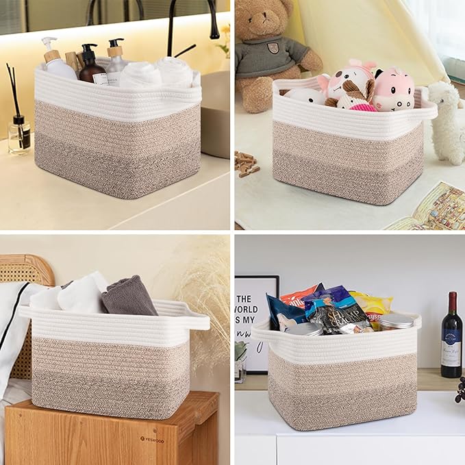 OIASKET Storage Baskets for Organizing, Woven Baskets for Shelves, Rectangle Decorative Organizer for Storage Clothes, Toy, B