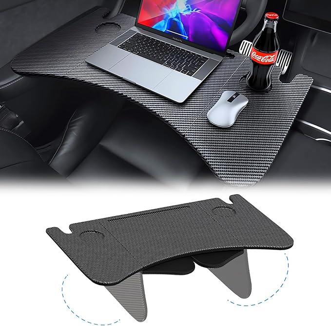 2024 Upgraded for Tesla Model Y/3 Accessories [Dual Folding,More Convenient] Car Tray Table for Eating，Working,Camping,Food Laptop Desk for Front and Rear Seats, Driver and Passenger