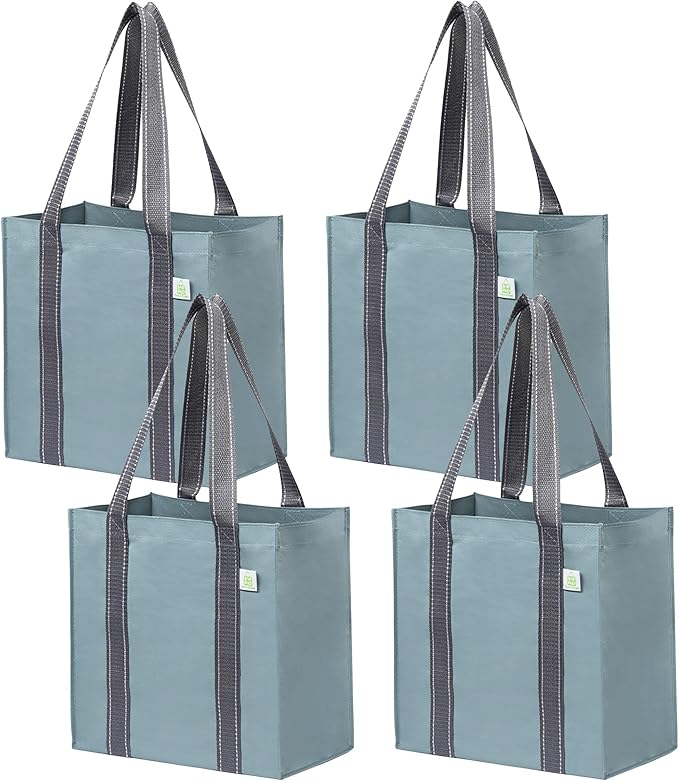 VENO 2-4 Pack Reusable Grocery shopping Bags, Medium Tote Bag w/Handle Hard Bottom, Heavy Duty, Foldable Carrier