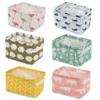 Foldable Storage Basket - Set of 6 Small Collapsible Canvas Containers Organizers with Handle for Home Decor or Storing Toys,