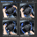 CAR PASS Line Rider Microfiber 14 Inch Leather Sporty Steering Wheel Cover Universal Fits for Truck,SUV,Cars, Anti-Slip Safet