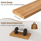 Floating Shelves for Wall, 18"Wx8"D Rustic Solid Elm Wood Floating Shelves Wall Mounted, Round Edge Wall Shelves with Invisib