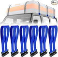 6 Rooftop Cargo Tie Down Hook Straps-Secure Any Car Roof Bag, Roof Rack Cargo Carrier,or Car Top Carrier,Durable and Solid, No Roof Rack Required, Compatible with Most Cars - Registered Patent (Blue)