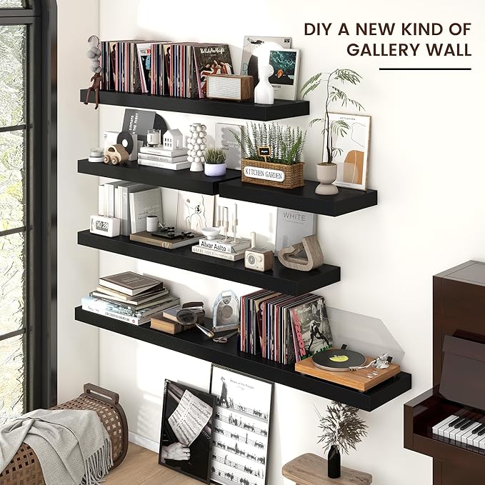 Floating Shelves for Wall, 36 Inch Wide x 12 Inch Deep Floating Shelves, Long Wood Floating Wall Shelf Shelves for Living Roo