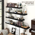 Floating Shelves for Wall, 24 Inch Wide x 12 Inch Deep Floating Shelves, Long Wood Floating Wall Shelf Shelves for Living Roo