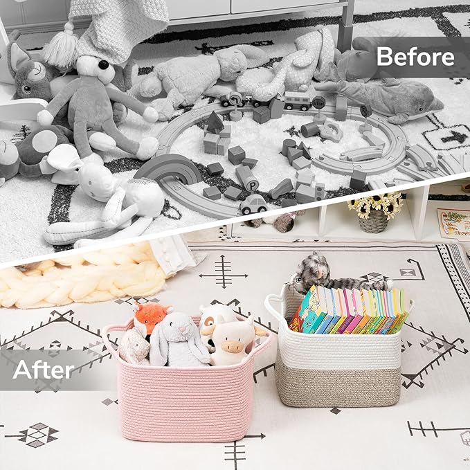 Goodpick Woven Storage Baskets for Organizing, Baby Basket for Gifts, Dog Toy Storage Bins for Shelves, Cute Baskets for Home
