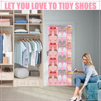 Windyun 40 Over the Door Shoe Organizer Large Breathable Mesh Pockets Pink Hanging Shoe Rack for Closet Behind Door Hanger St