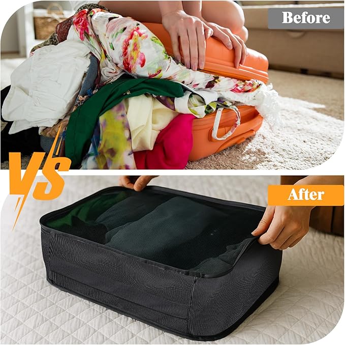 12 Pcs Packing Cubes for Suitcase Travel Luggage Bags Bulk Mesh Organizer Set for Hiking Camping Backpacking Clothes Accessor