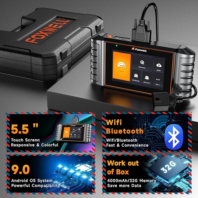 2025 FOXWELL NT716 OBD2 Scanner Bidirectional Control 9+ Resets Scan Tool ABS SRS Transmission Engine Diagnostic Code Reader