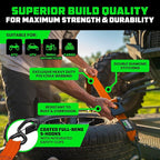 Rhino USA Retractable Ratchet Straps (2-Pack) - 2 Inch x 10 Feet (3,033lb Break Strength) - Heavy Duty Auto Self Retracting Tie Down Straps for Truck, Cargo Trailer, Motorcycle, Rad & More - Orange