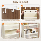 Mefirt Over The Door Organizer, 7 Tier Door Hanging Organizers with 7 Large Pockets 12 Side Pockets, Behind Door Storage Hang